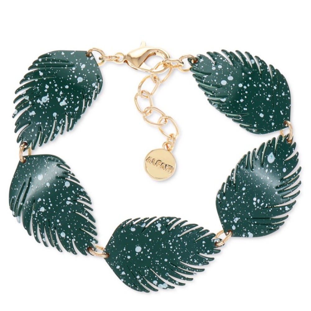 New Alfani Gold-Tone Colored Palm Leaf Flex Bracelet Jewelry NWT Summer